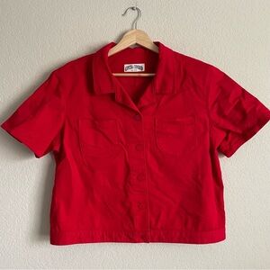 Vintage Gotcha Covered Top Womens Large Red Cropped Made in USA